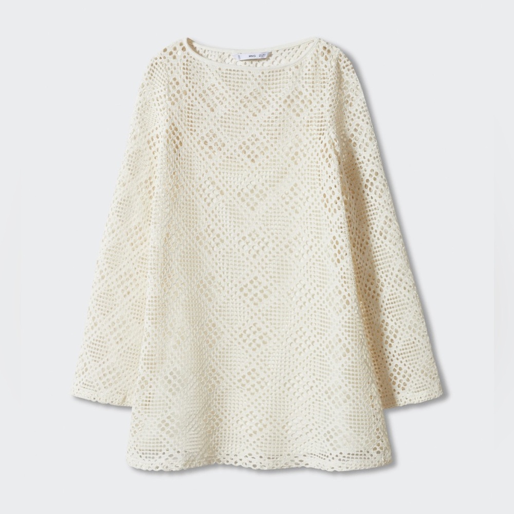 MANGO Geometric Pattern Openwork Dress - Picture 4 of 7